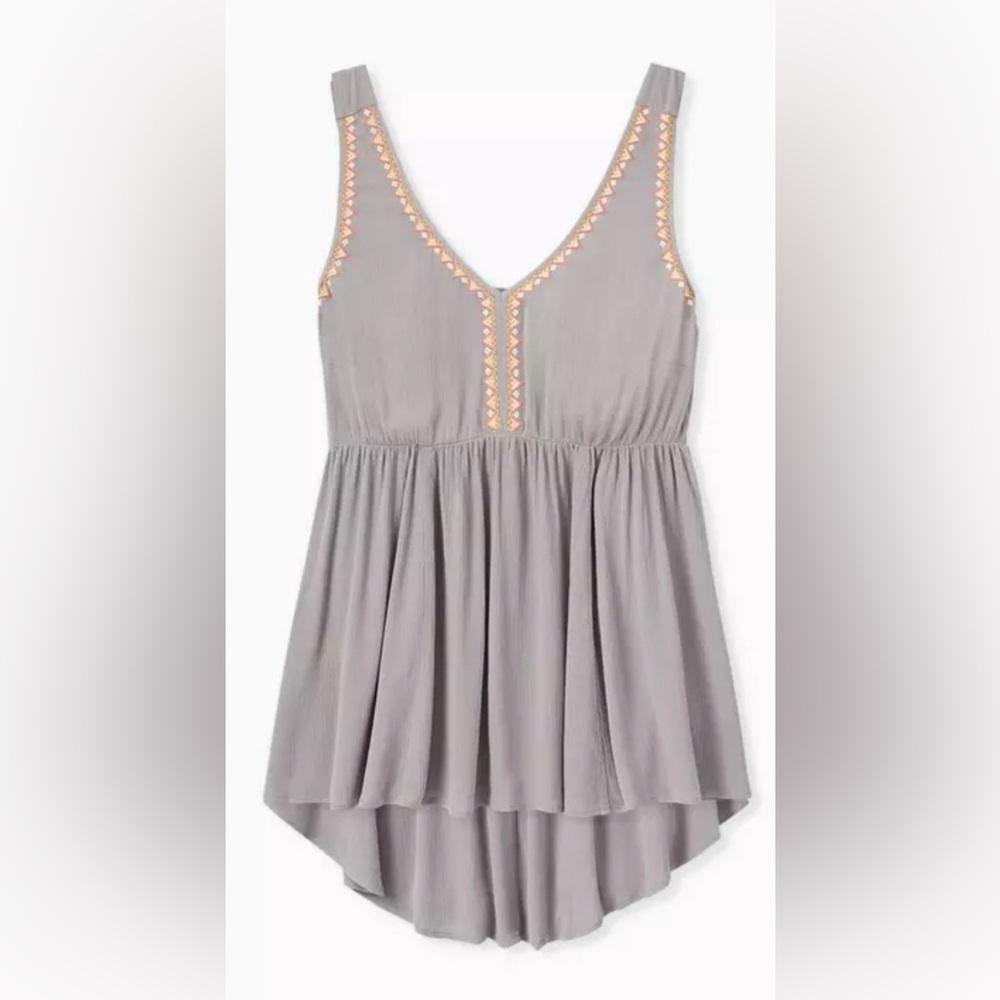 Torrid Babydoll Gauze Embroidered Tank